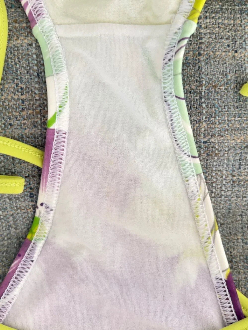 Burberry String Bikini Lime Green and Purple Floral Print Women's Medium - Picture 9 of 13